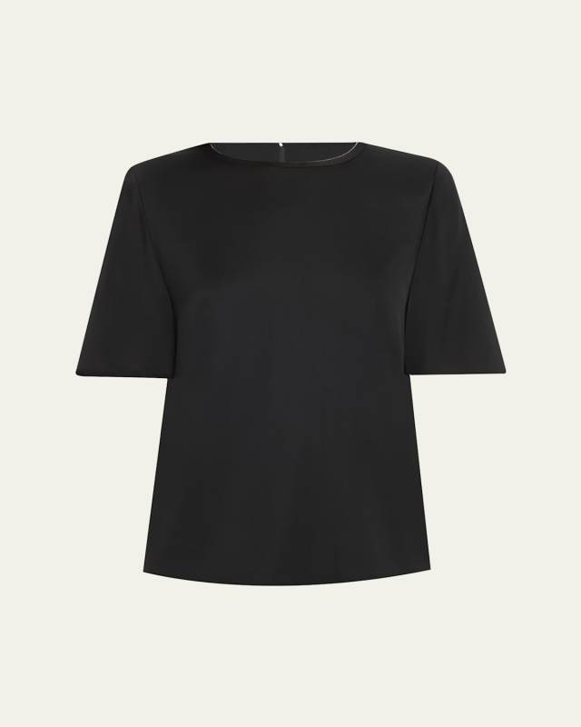Sylvie Chain-Trim Crewneck Blous